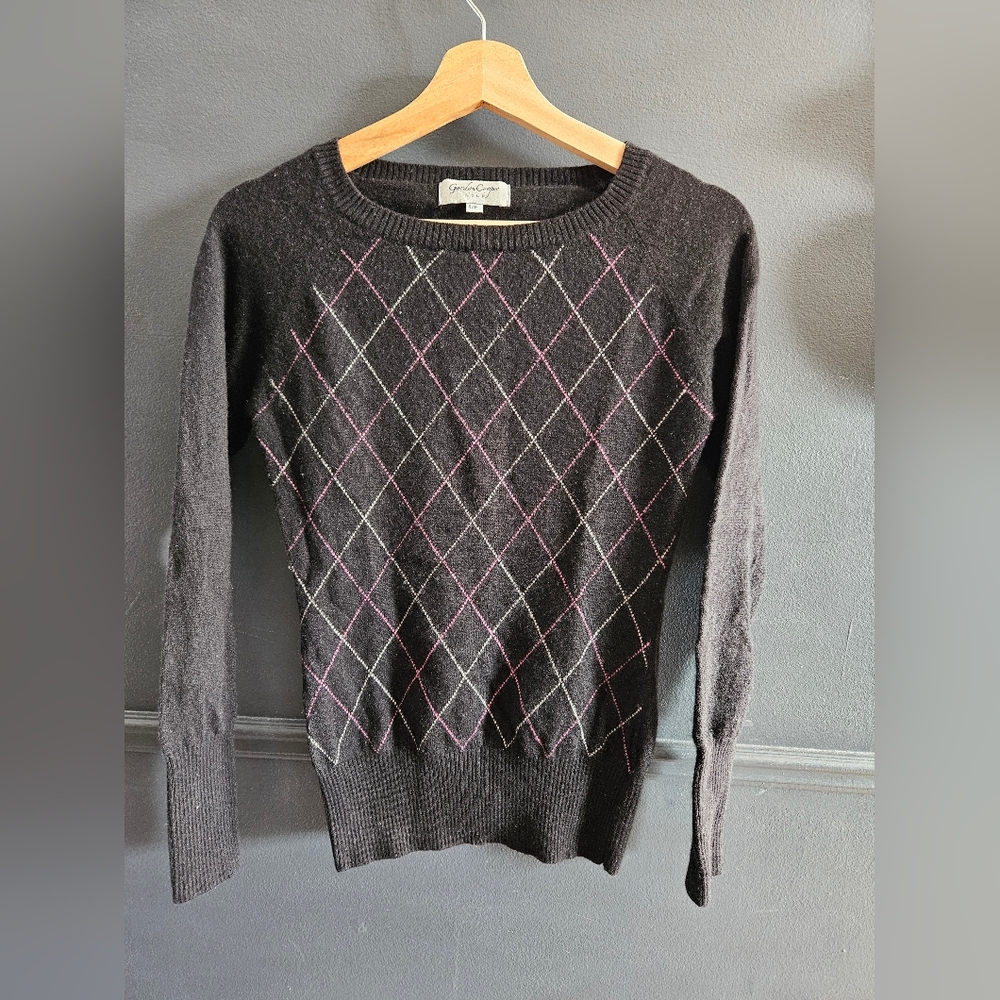 Womens Gordon Cooper Golf Argyle Wool & Cashmere Sweater – Size S – Black